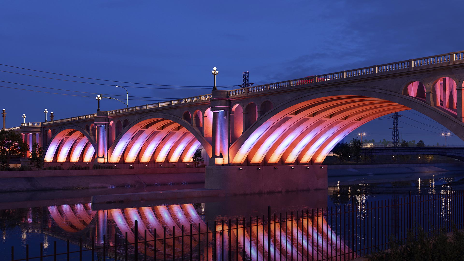 Bridge pink lighting