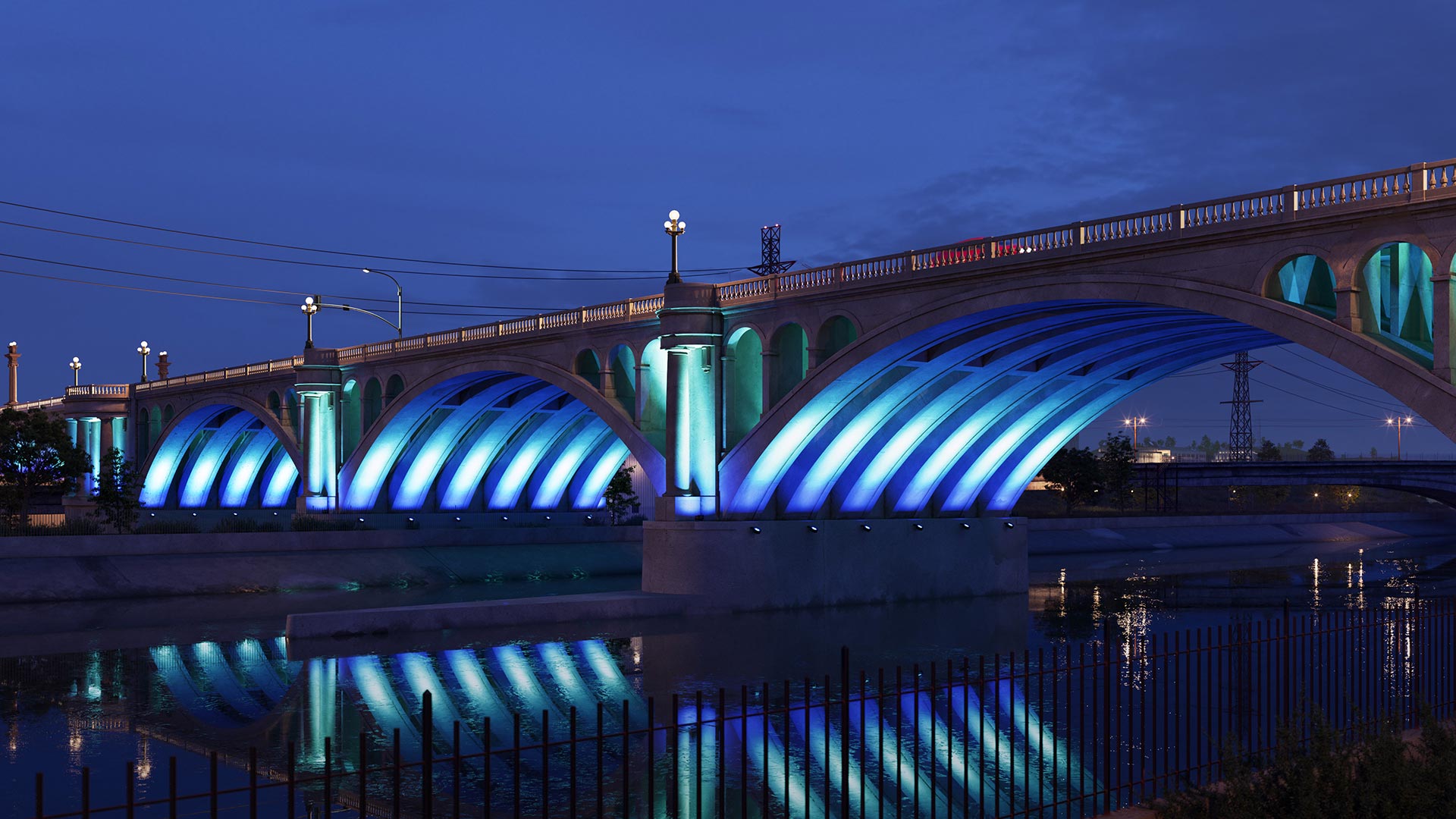 Bridge blue lighting